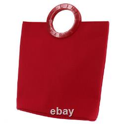 CELINE Logos Used Hand Bag Nylon Plastic Red Vintage Authentic #AD484 Y