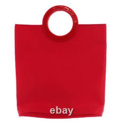 CELINE Logos Used Hand Bag Nylon Plastic Red Vintage Authentic #AD484 Y