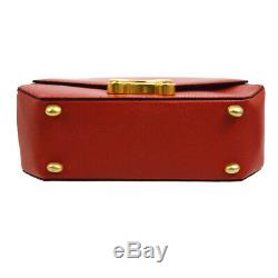 CELINE Macadam 2way Hand Bag Red Gold Leather Italy Vintage A44021j
