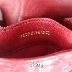 CHANEL CC Bicolore Coin Purse Red Leather Quilted Vintage France Auth #U421 M