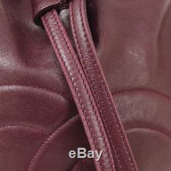 CHANEL CC Drawstring Chain Shoulder Bag Bordeaux Leather Vintage AK43972