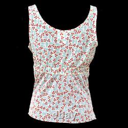 CHANEL CC Floral Sleeveless Tops Ivory Red #40 Vintage AK37992c