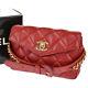 Chanel Cc Logo Bum Bag Waist Pouch Chain Belt Leather 75/30 Red Vintage 53je027