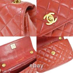 CHANEL CC Logo Matelasse Mini Chain Shoulder Bag Leather Red Vintage 40MK556