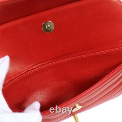 CHANEL CC Logos Double Chain Shoulder Bag Red Leather Vintage Authentic AK38044k