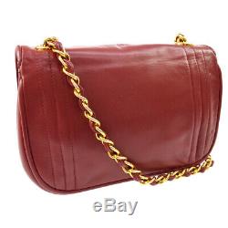 CHANEL CC Logos Single Chain Shoulder Bag Red Leather Vintage 0666124 RK13510d