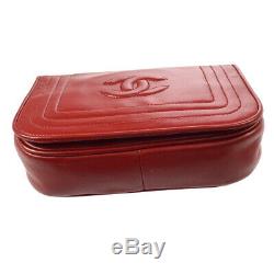 CHANEL CC Logos Single Chain Shoulder Bag Red Leather Vintage 0666124 RK13510d