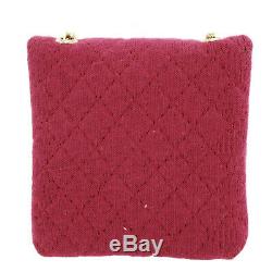 CHANEL CC Quilted Chain Mini Pouch Red Pink France Vintage Authentic #U909 W