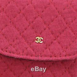 CHANEL CC Quilted Chain Mini Pouch Red Pink France Vintage Authentic #U909 W