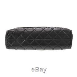 CHANEL CC Quilted Hand Bag Black Lambskin Leather Vintage France Auth #Z59 S