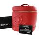 Chanel Cc Vanity Cosmetic Bag Caviar Skin Red Leather Vintage Authentic #z621 I