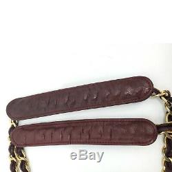 CHANEL CC Vintage Bordeaux Red Bag Double Chain Shoulder Briefcase Tote classic