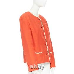 CHANEL CREATIONS Vintage 1970's red orange quilted lining trim jacket US16 XL