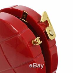 CHANEL Choco Bar Heart Shaped CC Clutch Party Bag Red Plastic VTG GS01987c