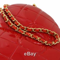 CHANEL Choco Bar Heart Shaped CC Clutch Party Bag Red Plastic VTG GS01987c