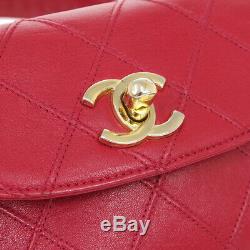 CHANEL Cosmos Line CC Chain Waist Bum Bag Purse Red Leather Vintage K08831