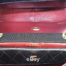 CHANEL Matelasse Chain Shoulder Bag Black Cotton Leather France Auth #Z341 O