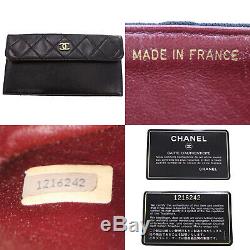 CHANEL Matelasse Chain Shoulder Bag Black Cotton Leather France Auth #Z341 O