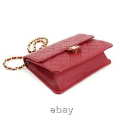 CHANEL Matelasse Chain Shoulder Bag Leather Red A03569 Vintage 90105917