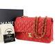 Chanel Matelasse Double Flap Chain Shoulder Bag Red Leather Authentic #pp531 S