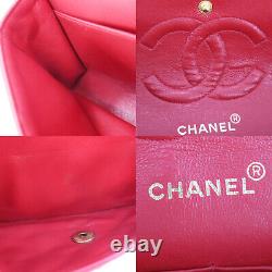 CHANEL Matelasse Double Flap Chain Shoulder Bag Red Leather Authentic #PP531 S