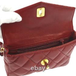 CHANEL Quilted CC Bum Bag Waist Pouch Purse Red Leather GHW Vintage NR14053k