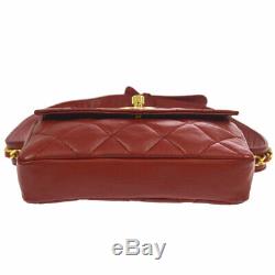 CHANEL Quilted CC Chain Belt Waist Bum Bag Purse Red Leather Vintage AK33021