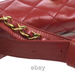 CHANEL Quilted CC Chain Belt Waist Bum Bag Red Leather VTG WA00384e