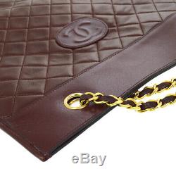 CHANEL Quilted CC Chain Shoulder Tote Bag Purse Bordeaux Leather Vintage JT08775