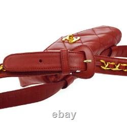 CHANEL Quilted CC Chain Waist Bum Bag Red Leather Vintage Authentic K08392f