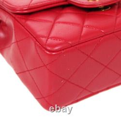 CHANEL Quilted CC Logos Mini Hand Bag Purse Red Leather Vintage Auth A53336a