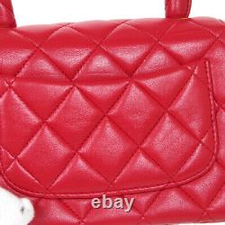 CHANEL Quilted CC Logos Mini Hand Bag Purse Red Leather Vintage Auth A53336a