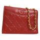 Chanel Quilted Cc Single Chain Shoulder Bag Red Leather Vintage Ak31791h