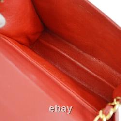 CHANEL Quilted CC Single Chain Shoulder Bag Red Leather Vintage AK31791h