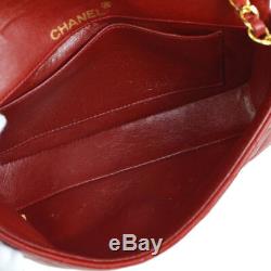 CHANEL Quilted CC Single Chain Shoulder Bag Red Leather Vintage AK35527i