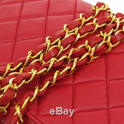 CHANEL Quilted Fringe CC Single Chain Shoulder Bag Red Leather Vintage AK39408