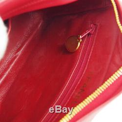 CHANEL Quilted Fringe CC Single Chain Shoulder Bag Red Leather Vintage AK39408