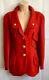 Chanel Red Wool Vintage Coat Jacket Cc Logo Large Buttons Size 42