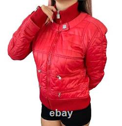 CHANEL Sport Vintage 06A Coco Mark Logo Puffer Jacket #38 Zip Snap Red RankAB
