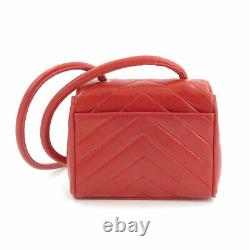 CHANEL V Stitch Shoulder Bag Leather Red CC Vintage Purse 90107449