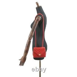 CHANEL V Stitch Shoulder Bag Leather Red CC Vintage Purse 90107449
