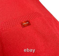 CHANEL Vintage 04P Logo Sleeveless Dress #38 Cotton Rayon Red RankA