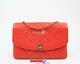 Chanel Vintage Coral Red Lambskin Medium Diana Quilted Flap Bag