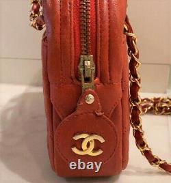 CHANEL vintage shoulder bag red MATELASSE