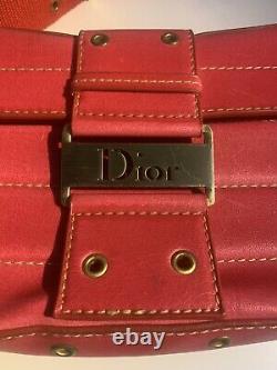 CHRISTIAN DIOR Authentic Vintage Diorissimo Mini Shoulder Leather Bag Purse RED