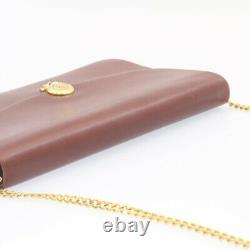 CHRISTIAN DIOR Chain Shoulder Bag Vintage Bordeaux Leather Auth fm454