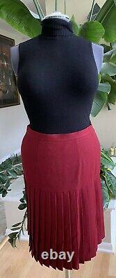 CHRISTIAN DIOR VINTAGE Worsted PURE WOOL Burgundy Red Maroon SKIRT SUIT SIZE 2/4