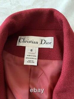 CHRISTIAN DIOR VINTAGE Worsted PURE WOOL Burgundy Red Maroon SKIRT SUIT SIZE 2/4