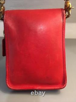 COACH RARE NYC Vintage Red Leather Small Shoulder Pouch