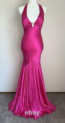 Cache vintage pink evening gown size 2 Wedding Prom Red carpet rhinestone Beauty